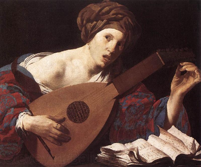 TERBRUGGHEN, Hendrick Woman Playing the Lute dsru Norge oil painting art